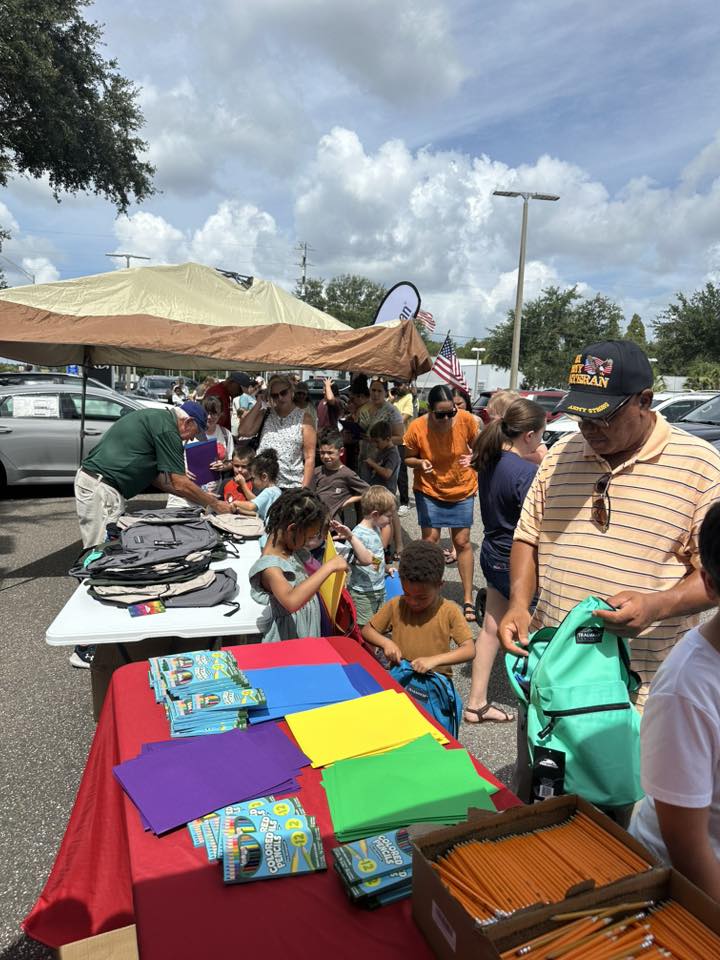 Kids getting supplies